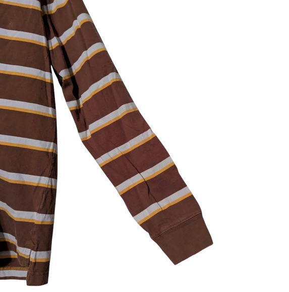 Men's Vintage Fossil Cotton Striped Long Sleeve Polo Shirt Medium - Picture 4 of 5